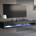 Floating TV Stand Wall Mounted with LED Lights and Power Outlets, 71
