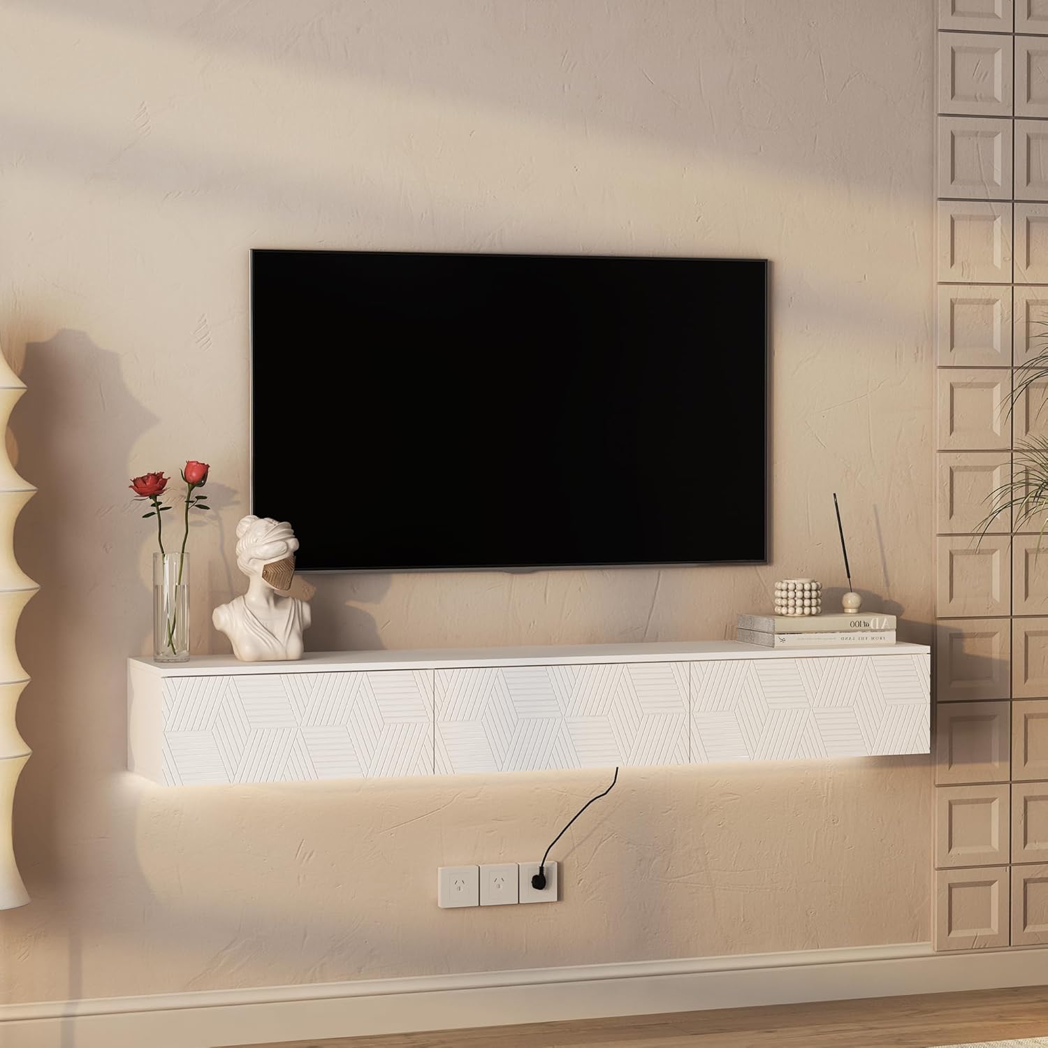 Floating TV Stand Wall Mounted for TVs Up to 65 inch, 66