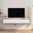 thumbnail image 1 of Floating TV Stand with LED Lights & Power Outlet, Wall Mounted High Gloss TV Shelf, TV Cabinet with Storage for Living Room, 1 of 8