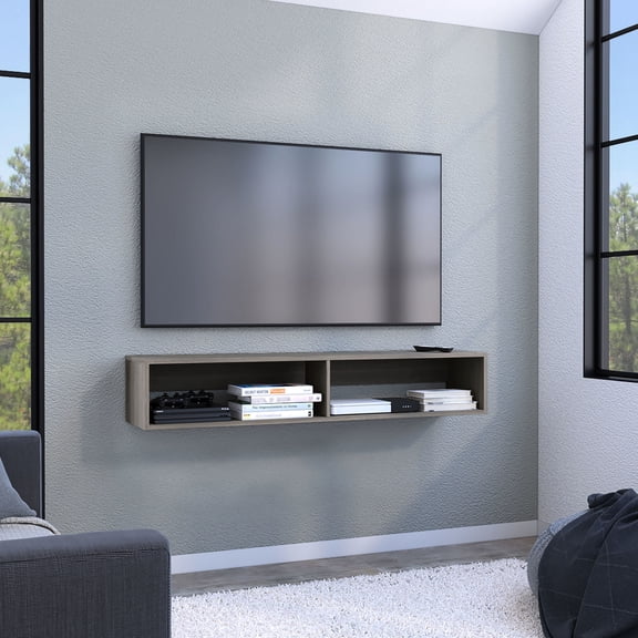 Floating TV Stand with Tidy Cable Organization / Keeps Room Clutter-Free, Fits in Small Spaces