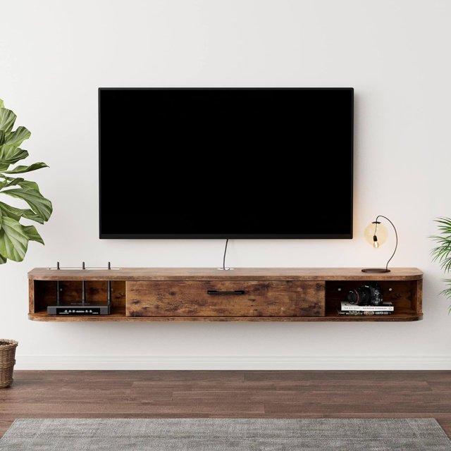 Floating TV Unit, 55'' Wall Mounted TV Floating Shelves with