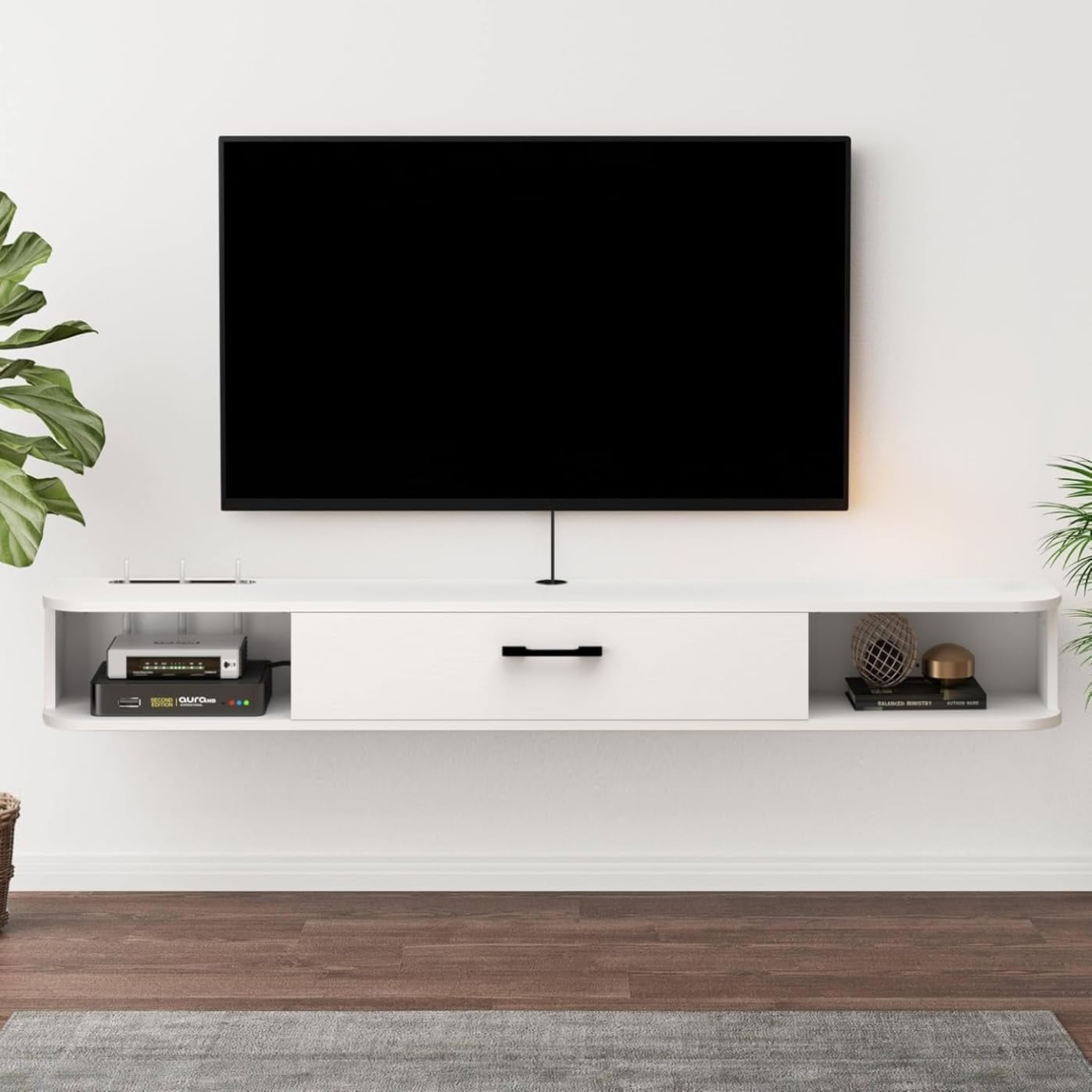 Floating TV Unit, 55'' Wall Mounted TV Floating Shelves with
