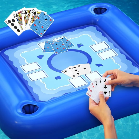 Floating Table for Pool with Cup Holders  Adult Pool Games with Waterproof Cards  Pool Float Games  Perfect for Party, Snacks, Drinks, Hot Tub & Summer Fun