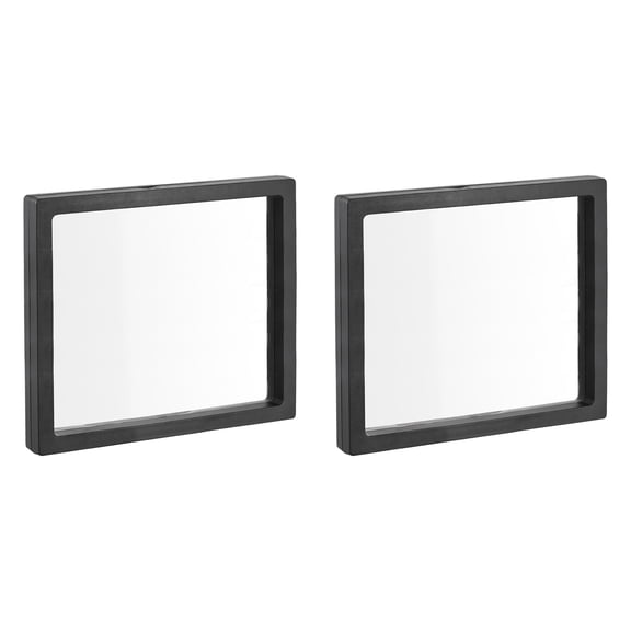 Floating Thin Film Display Box, ABS Frame Case 14cm x 14cm x 2cm Black Pack of 2