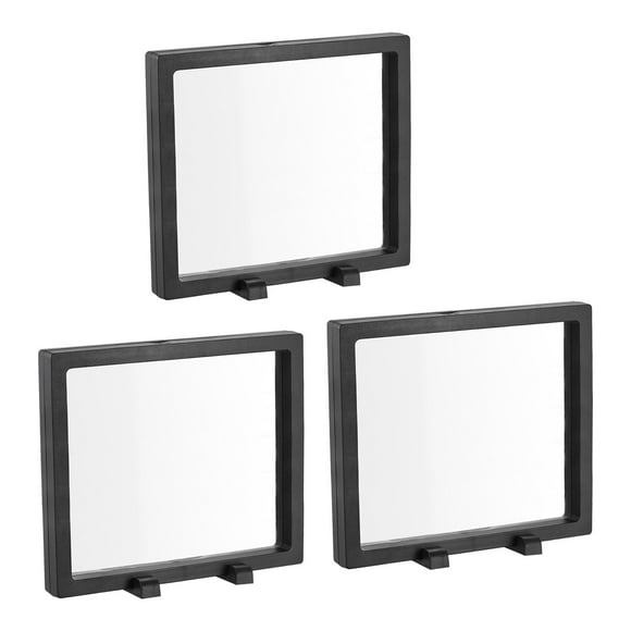 Floating Thin Film Display Box with Base 14cm x 14cm x 2cm Black Pack of 3