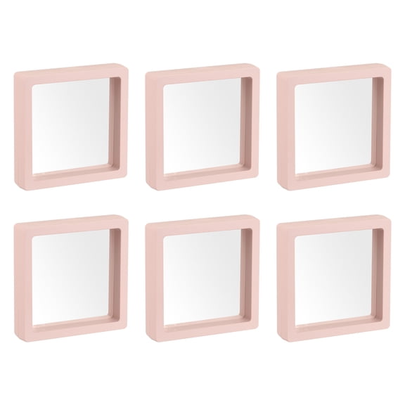 Floating Thin Film Display Box, ABS Frame Case 7cm x 7cm x 2cm Pink Pack of 6