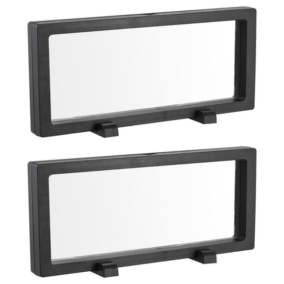 Floating Thin Film Display Box with Base 30cm x 11cm x 2cm Black Pack of 2
