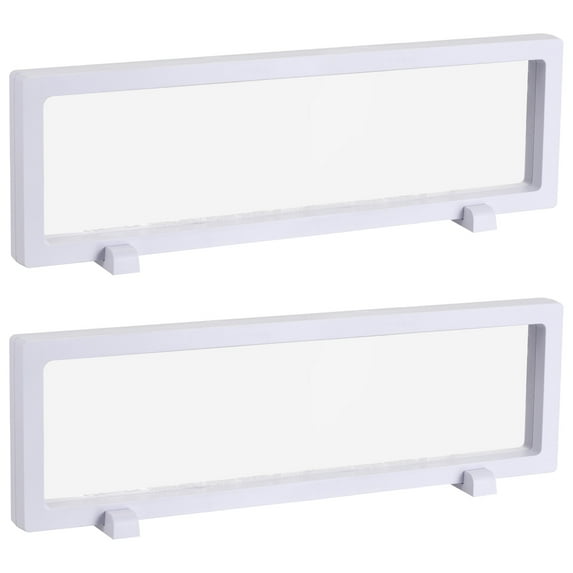 Floating Thin Film Display Box with Base 30cm x 9cm x 2cm White Pack of 2