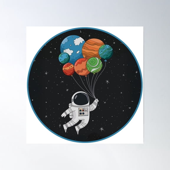 Floating Through Space Poster Wall Art, Modern Wall Decor, 16x16 UNFRAMED