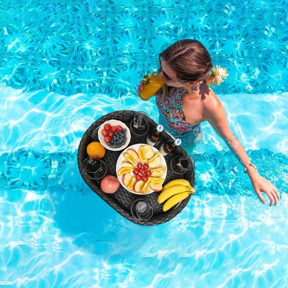 Floating Tray for Pool,Floating Pool Tray, Floating Tray - Floating Pool Table, Ideal for Food & Drinks - Floating Table for Pool - Essential Floating Food Tray for Pool Activities(Oval Small)