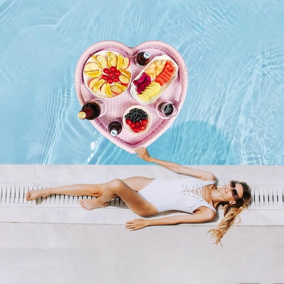 Floating Tray for Pool,Floating Pool Tray, Floating Tray - Floating Pool Table, Ideal for Food & Drinks - Floating Table for Pool - Essential Floating Food Tray for Pool Activities(Heart-Shaped)
