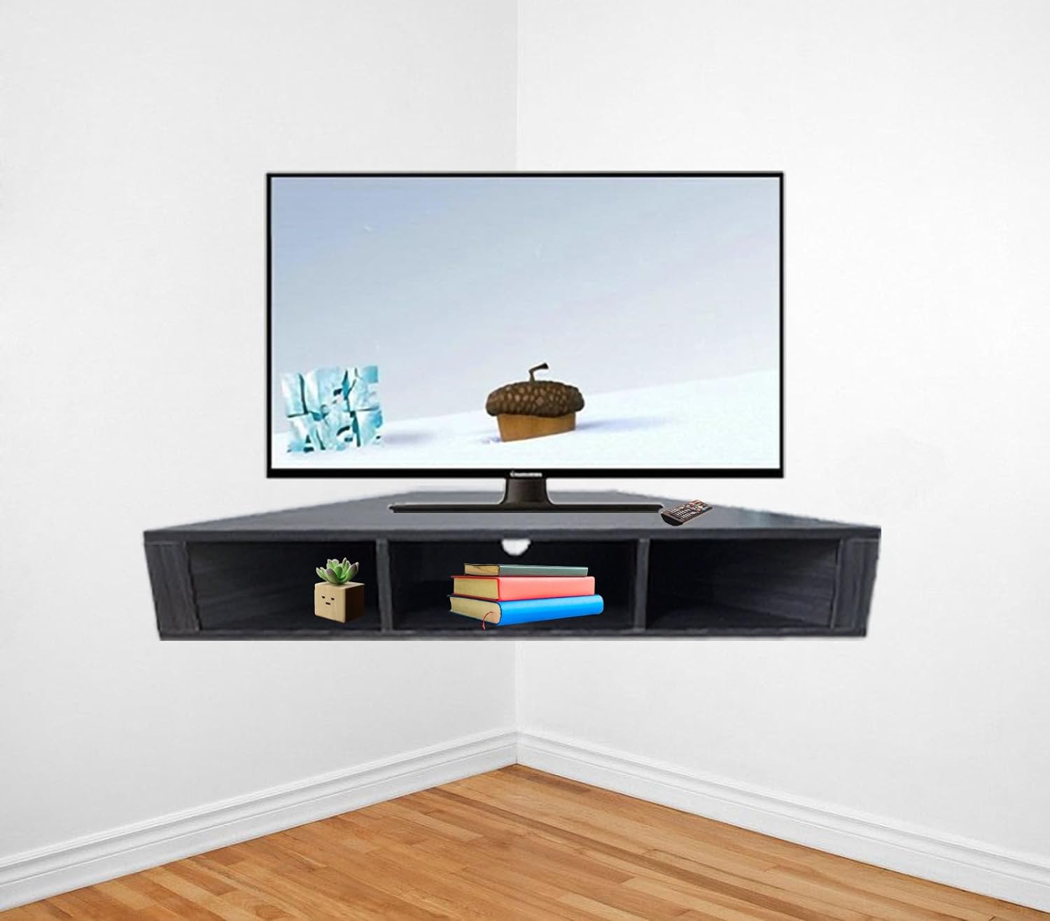 Floating Tv Stand, Tv Shelf, Corner Wall Hanging Tv Rack Floating Tv Wall Unit Shelves For Small