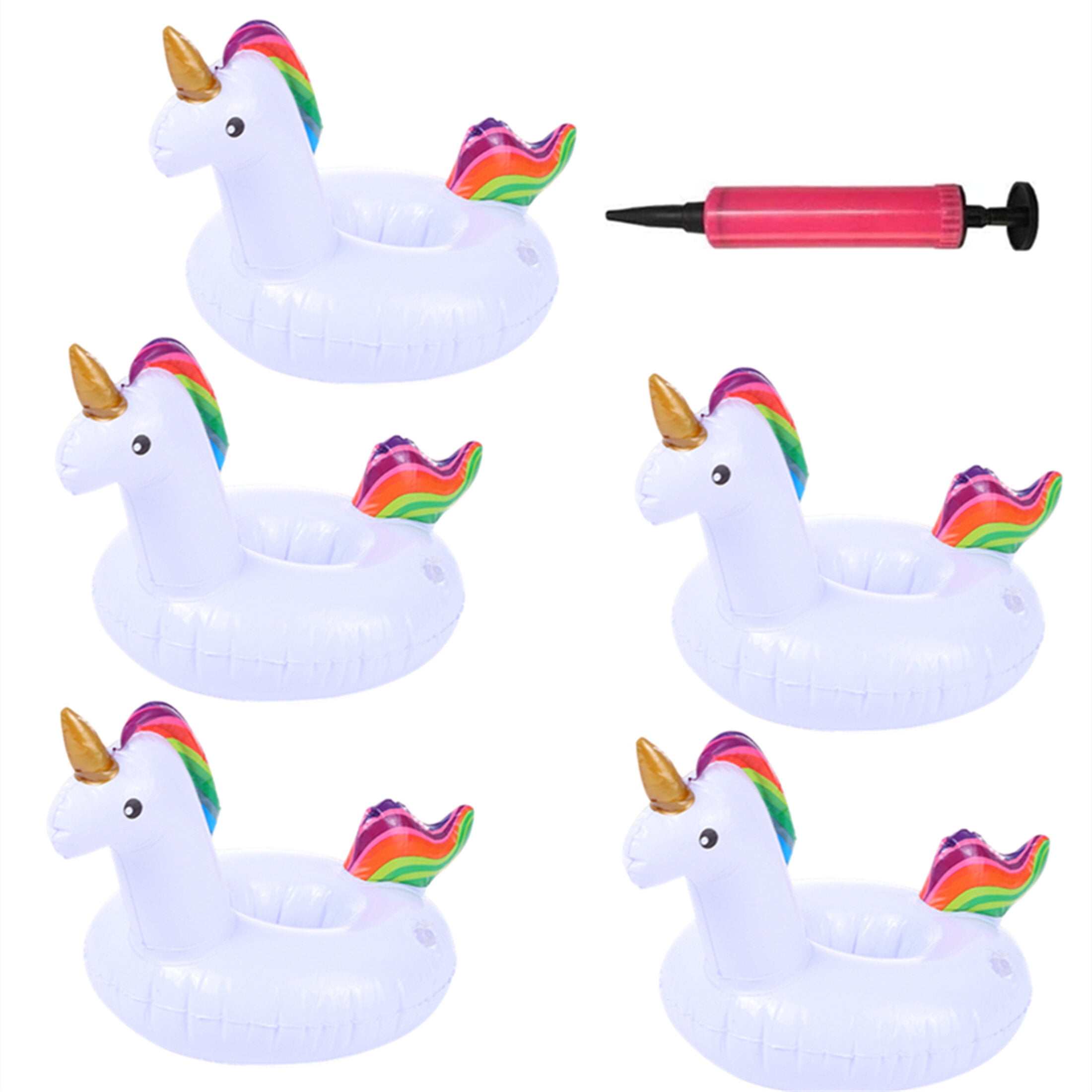 Floating Unicorn Inflatable Drink Holder 5 Pack, Drink Floaties