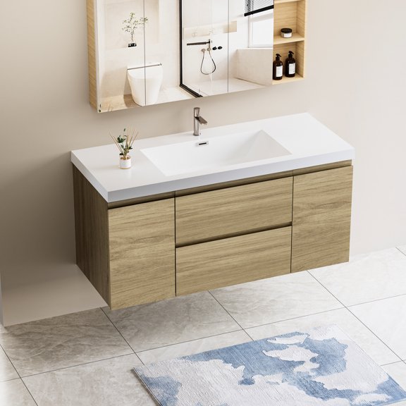 Floating Vanity with Resin Top - Modern Aesthetics - Bathroom Function - Timber Structure for Durability