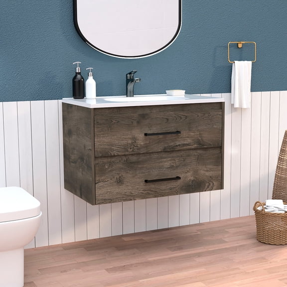 Floating Vanity with User - friendly Interlocking System - Effortless Assembly in Bathroom