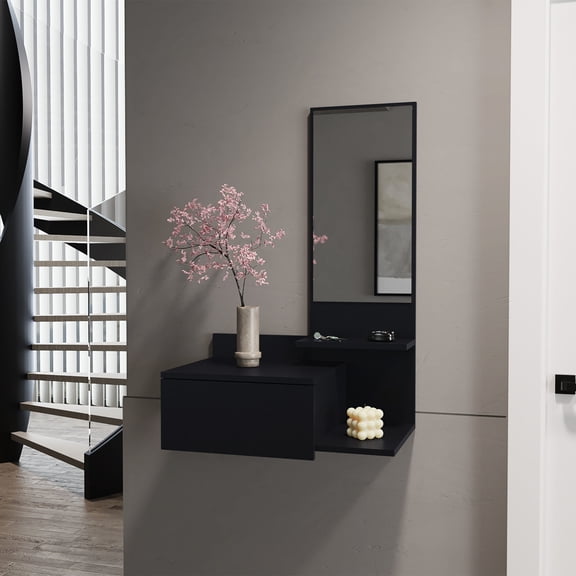 Floating Wall-Mounted - Mirror Dimensions 27"Hx11.8"W - Hallway Use - High-Quality Build