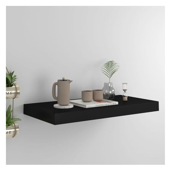 Floating Wall Shelf Black 19.7"x9.1"x1.5" MDF