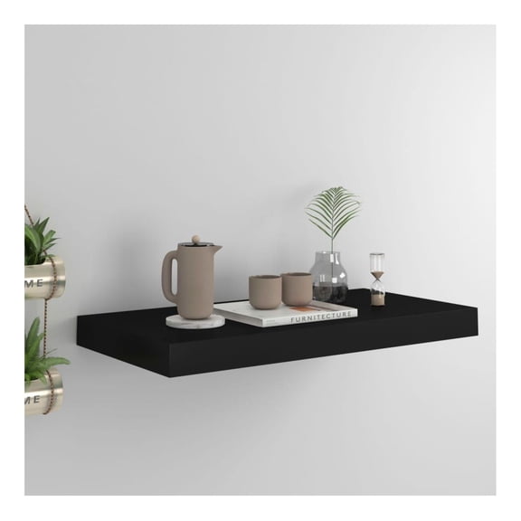 Floating Wall Shelf Black 19.7x9.1x1.5, Modern MDF Display Shelves for Living Room, Bedroom, Office - Easy Install, 15.4lb Capacity