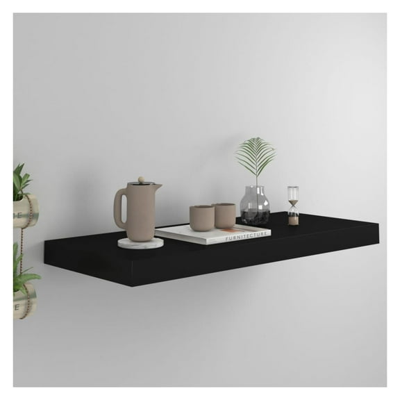 Floating Wall Shelf Black 23.6"x9.3"x1.5" MDF