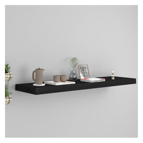 Floating Wall Shelf Black 35.4"x9.3"x1.5" MDF
