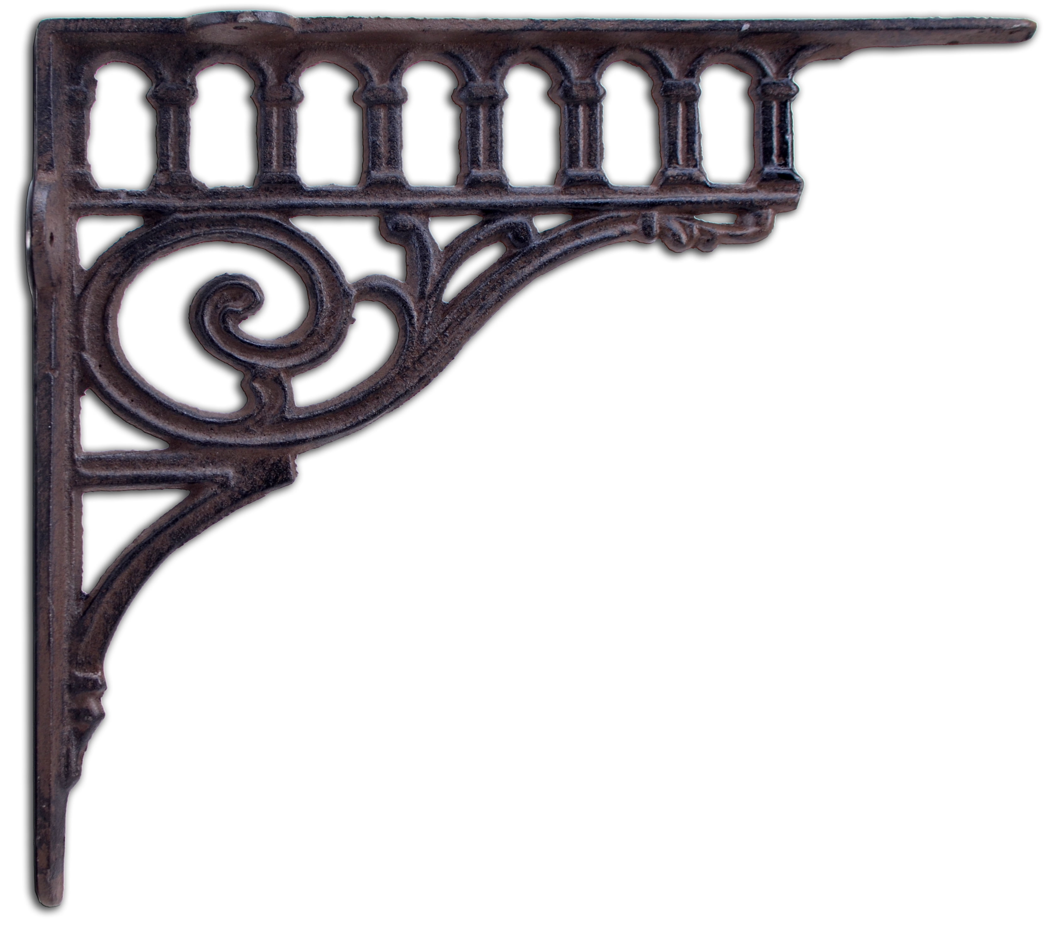 Floating Wall Shelf Bracket Columns Pattern With Rust Brown Color Cast Iron 11.375" Deep by Flag Emotes