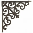 thumbnail image 1 of Floating Wall Shelf Bracket Ornate Curl Pattern Rust Brown Cast Iron 10" Deep by Flag Emotes, 1 of 2