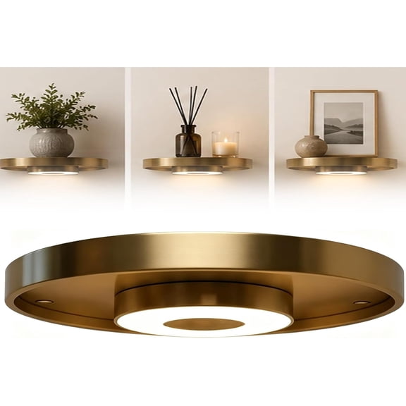 Floating Wall Shelf with Built-in Ambient LED Light,7.9Inch Wall Mounted Shelves with LED Lights, Hanging Display Rack Shelf with Invisible Brackets, Elevate Space with Elegance, Space-Saving