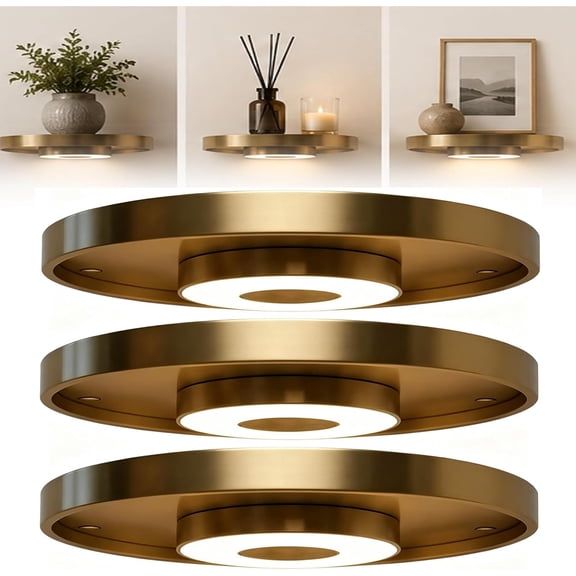 Floating Wall Shelf with Built-in Ambient LED Light, Lighted Floating Shelves, RGB Glow, for Bedroom, Living Room, Elevate Space with Elegance, Space-Saving (3pcs)