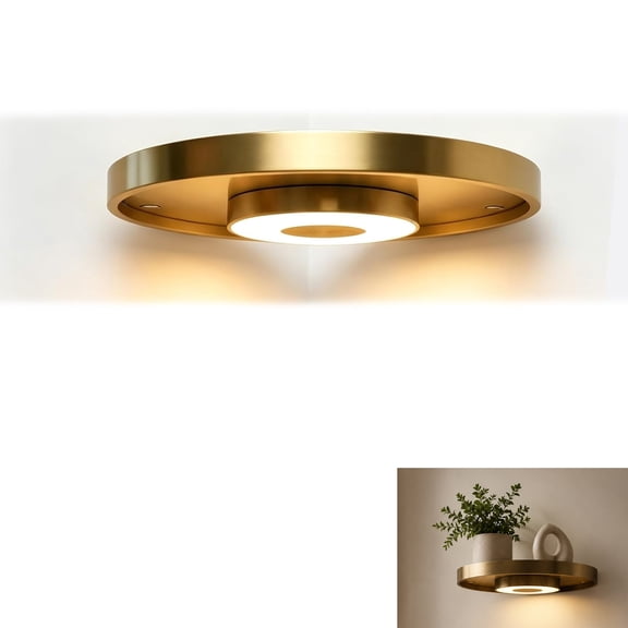 Floating Wall Shelf with Built-in Ambient LED Light, Wall Mounted Shelves with LED Lights, Hanging Display Rack Shelf with Invisible Brackets for Home Decor, Bedroom, Living Room