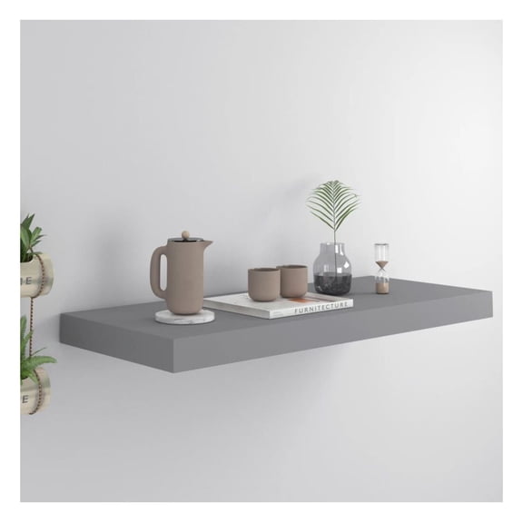 Floating Wall Shelf Gray 23.6"x9.3"x1.5" MDF Grey
