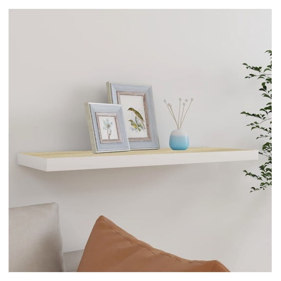 Floating Wall Shelf Oak and White 31.5"x9.3"x1.5" MDF