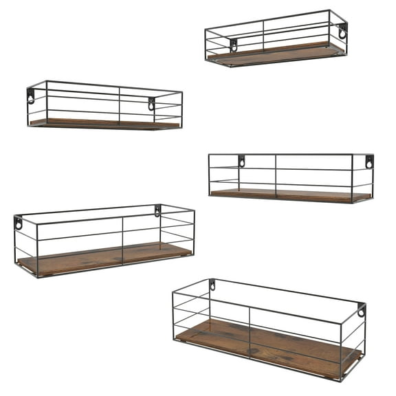 Floating Wall Shelf Set of 5, Rustic Storage Shelves  for Bedroom, Livingroom, Bathroom