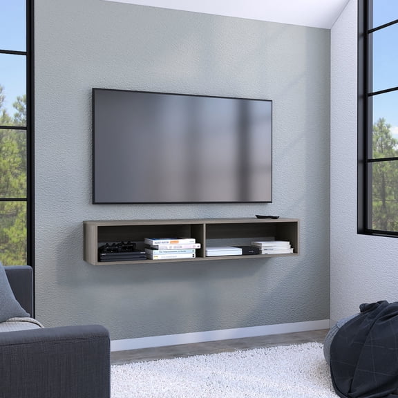 Floating Wall Shelf for TVs up to 65 inches, Cable Management Design | Ideal for Entertainment Center, Keeps Items Tidy