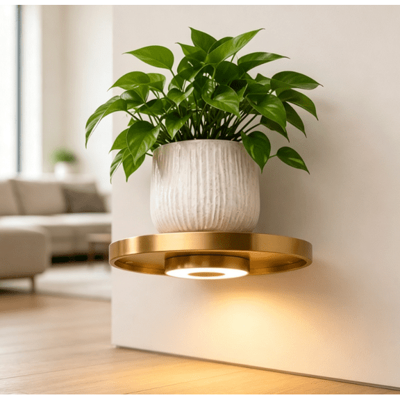 Floating Wall Shelf with Built-in Ambient LED Light, Premium Light Luxury Wall Mount Rack, Multi-Scenario Display Shelf for Home Decoration