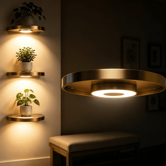 Floating Wall Shelf with Built-in Ambient LED Light, Strong Metal Frame vs. Acrylic Floating Shelves, Modern Home Accent