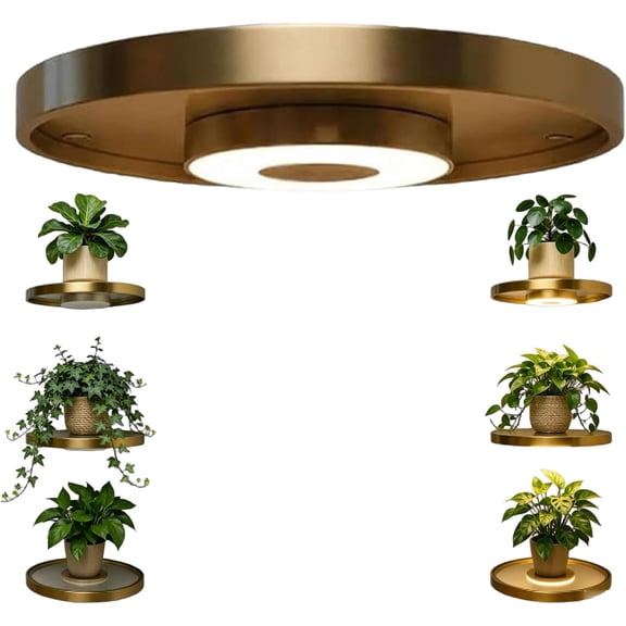 Floating Wall Shelf with Built-in Ambient LED Light, Wall Mounted Shelves with LED Lights, Plant Display & Light Duo, for Bedroom Living Room(1)