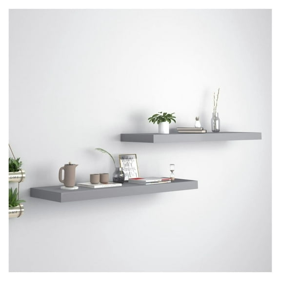 Floating Wall Shelves 2 pcs Gray 31.5"x9.3"x1.5" MDF Grey