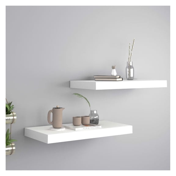 Floating Wall Shelves 2 pcs White 19.7"x9.1"x1.5" MDF