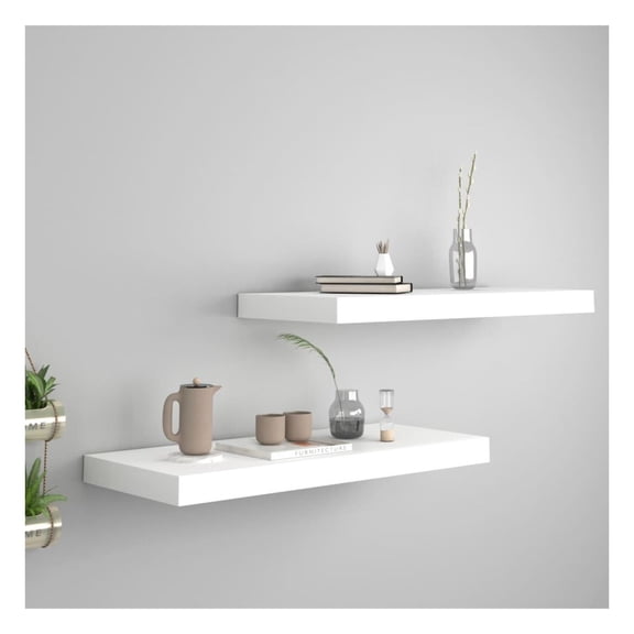 Floating Wall Shelves 2 pcs White 23.6"x9.3"x1.5" MDF