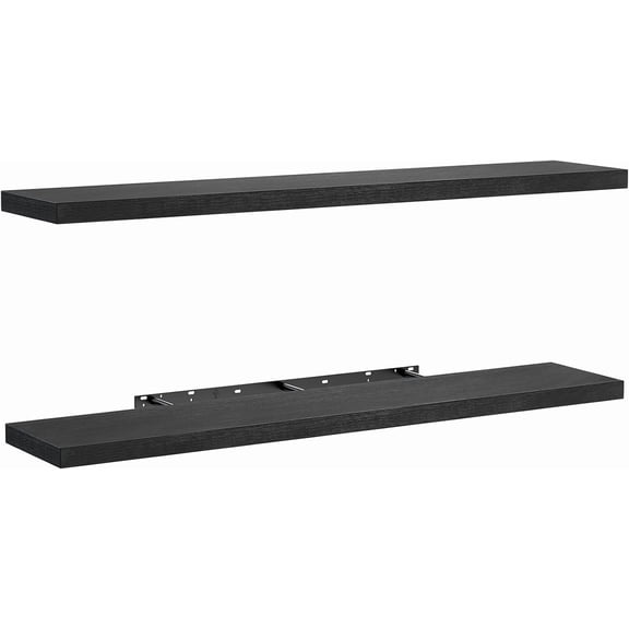 Floating Wall Shelves 47 x 8 Inches Black Set of 2