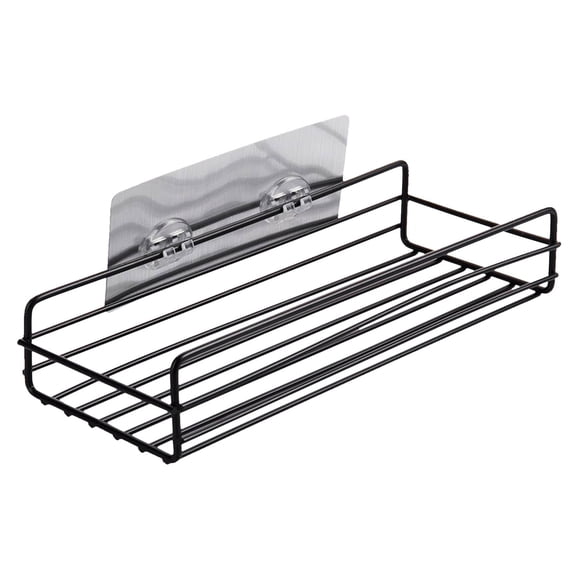 Floating Wall Shelves Organizer, Metal Frame Adhesive Bathroom Kitchen Storage Rack No Drill Space Saving Wall Mounted Shelf For Bedroom Living Room Office Home Decor Organization Use