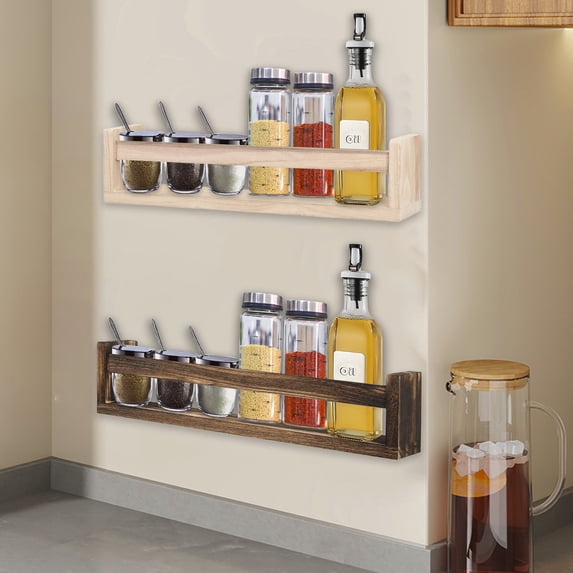 Floating Wall Shelves, Wooden Display Rack with 1ml Glue, Mountable Bookshelf, Spice Rack for Living Room, Kitchen, Bedroom, or Office