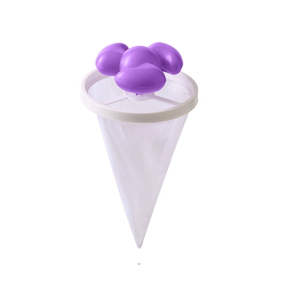 Floating Washing Machine Hair Catcher 3.7 Inch Reusable Nylon Lint Filter Floating Mesh Hair Remover for Home Laundry Purple