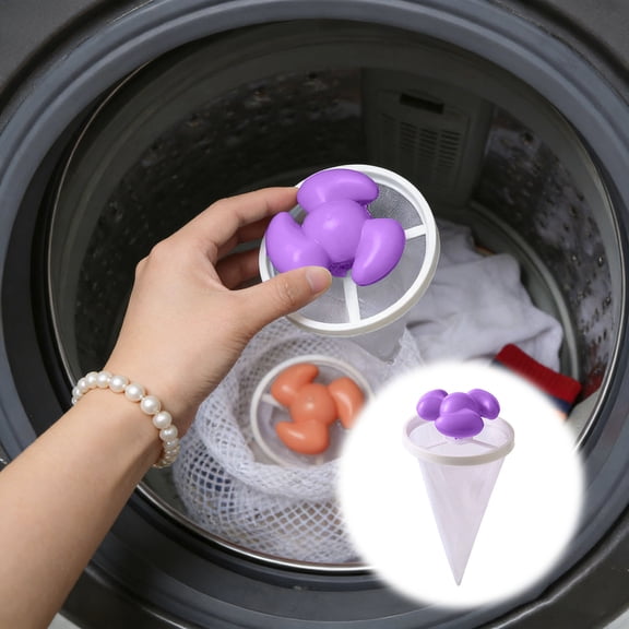 Floating Washing Machine Lint & Hair Catcher Reusable Mesh Filter For Laundry & Lint Removal(Purple-7.5In)