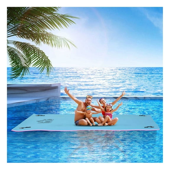 Floating Water Mat 10' x 5', 3-Layer Pool Float for Lake & Ocean - Portable Foam Island Raft for Adults & Groups