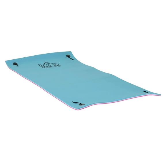 Floating Water Mat 10'x5', 3-Layer Foam Pool Float for Lake & Ocean - Portable Roll-Up Raft for Adults & Groups, Blue/White/Rose Red