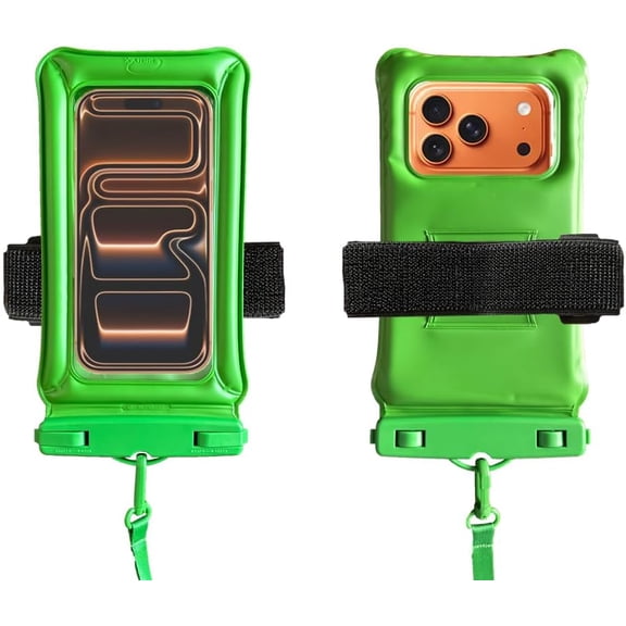 Floating Waterproof Phone Pouch,Dry Bag for Phone,Universal Waterproof Phone Case for iPhone 17 16 15 14 13 12 11 Pro Max, Essentials for Beach, Diving, Water-Sports -2packs (Green)