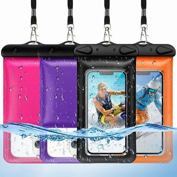 Floating Waterproof Phone Pouch - Waterproof Phone Case - Underwater Dry Bag - Waterproof Cell Phone Pouch Up to 7.0" for iPhone 14 13 12 11 Pro Max XS XR X, Galaxy Pixel,4 Pack