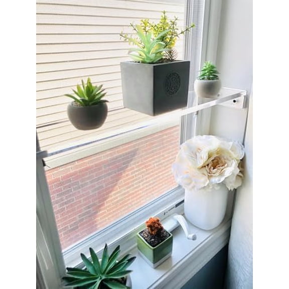 Floating Window Shelf 22", 2 Pack Crystal Clear Acrylic Floating Shelves for Plants Indoor, Succulent and Trinkets, Acrylic Shelf Display, Window Plant Shelves for Indoor Garden