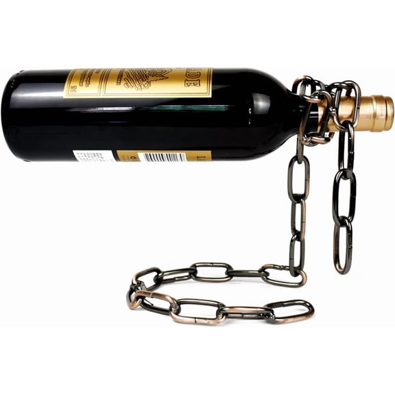 Floating Wine Bottle Holder - Magic Steel Chain Wine Rack for Suspended Display - Holds Any Long-Neck Wine Bottles, Durable & Elegant, Perfect for Home Bar or Kitchen Decor (6.7x5.12x7.5in)
